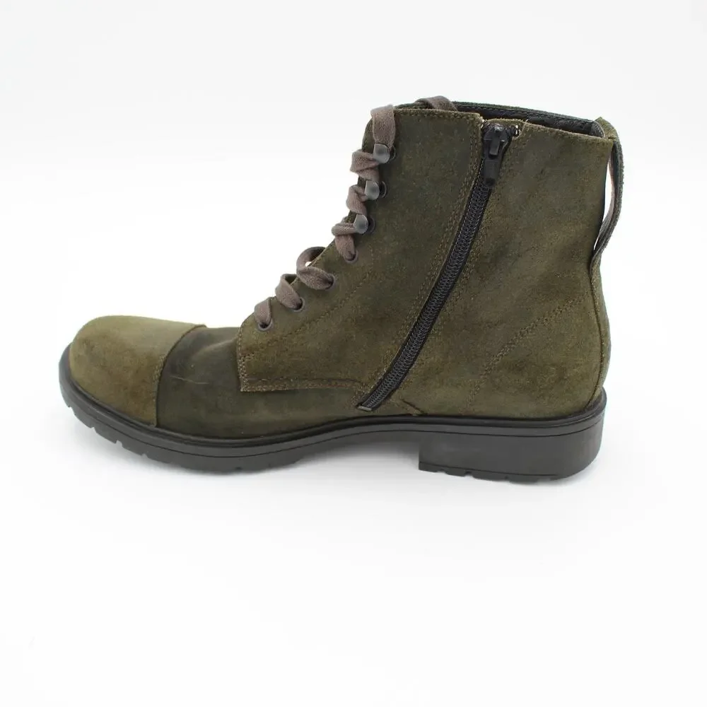 Camper Boots 44 Mens 10.5 Green Suede Work Combat Lace Up Zip Grunge Outdoor